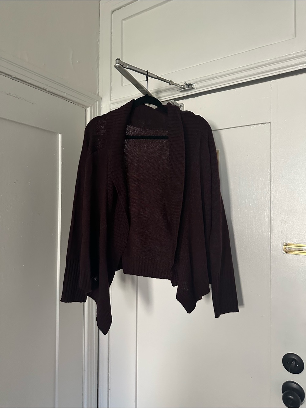 Open-Front Draped Women's Sweater Cardigan - Deep Brown